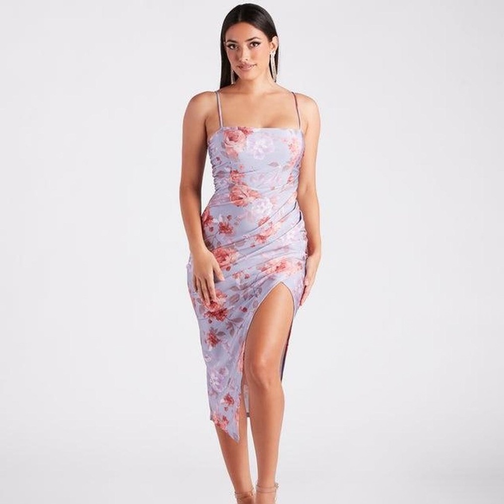 Windsor Perwinkle and Pink Asymmetrical Dress